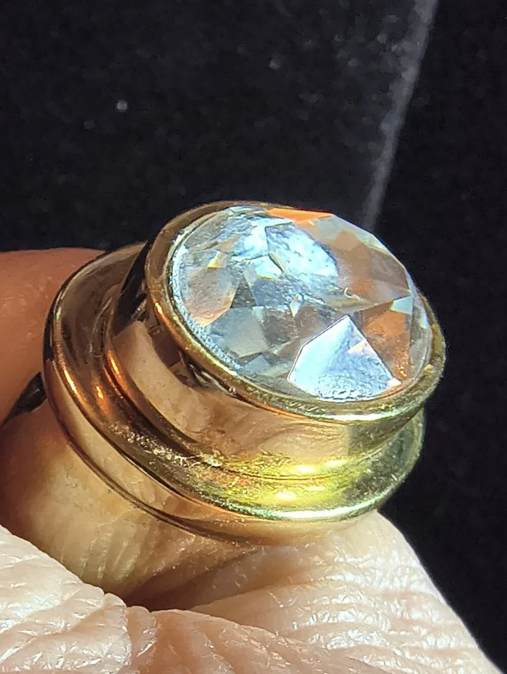 Vintage 1993 AAA+ CZ Ring 18K Triple Gold Plated East West Size 6